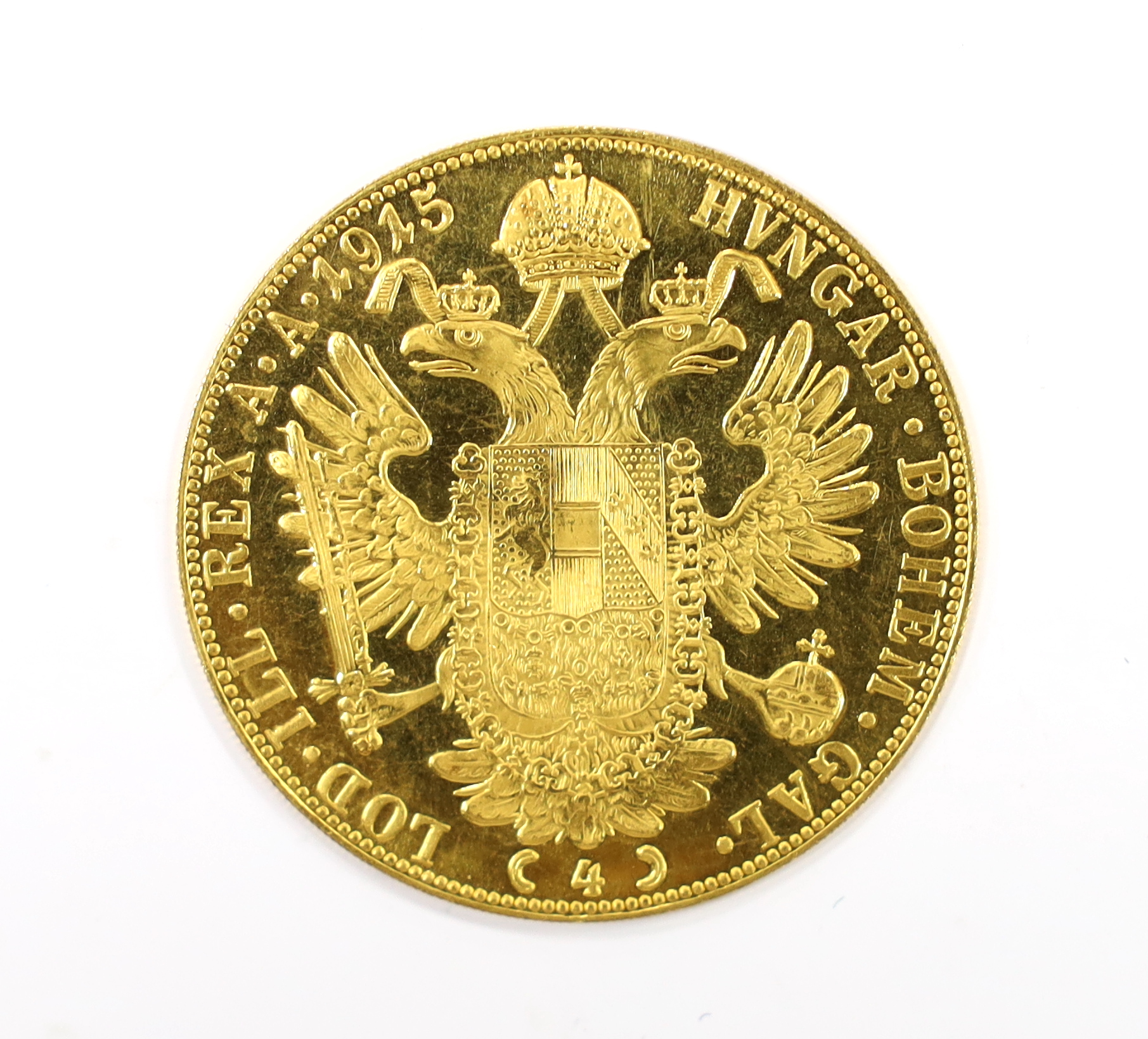 Austrian Empire - Frank Joseph I (1848-1916) gold four Ducat, dated 1915, restrike, 13.76g